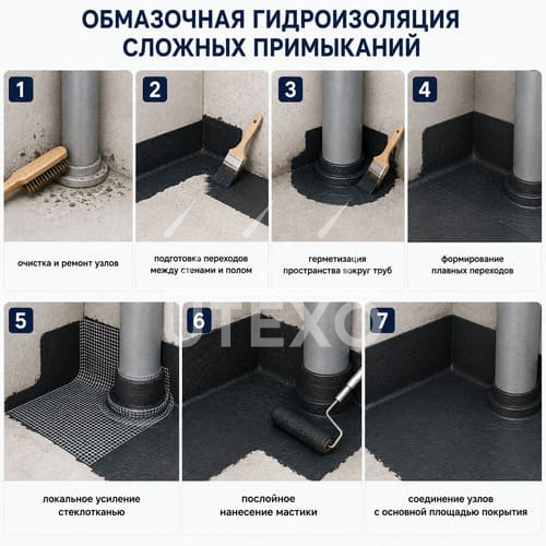 обмазочная гидроизоляция примыканий