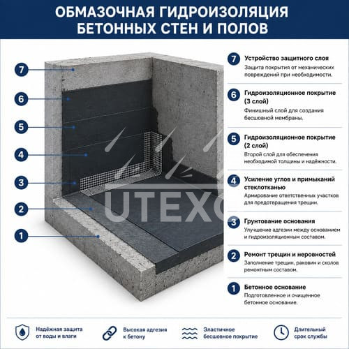 обмазочная гидроизоляция стен и полов