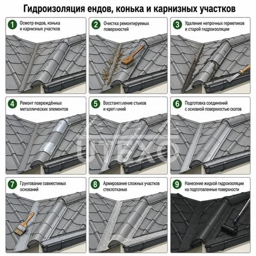 гидроизоляция ендов, конька и карнизов