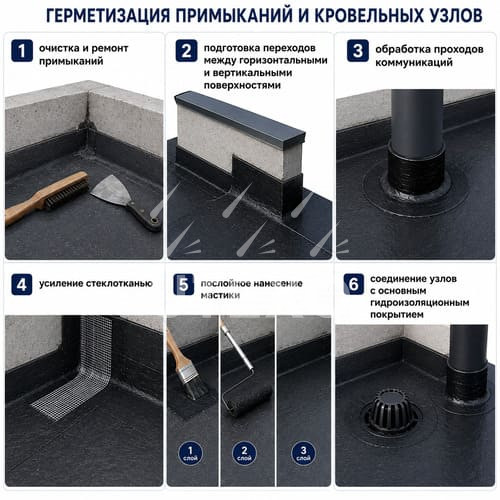 герметизация кровельных узлов и примыканий