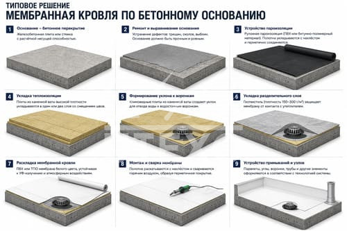 мембранная кровля по бетонному основанию