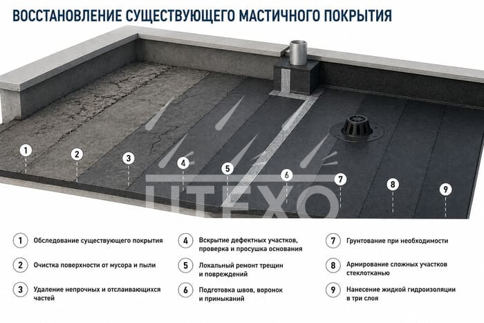 восстановление мастичного покрытия