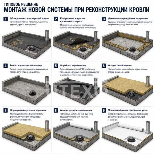 монтаж новой кровельной системы