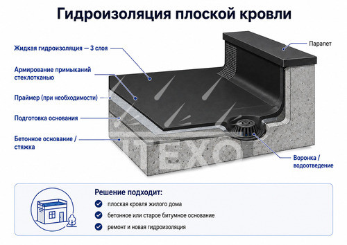 гидроизоляция плоской кровли