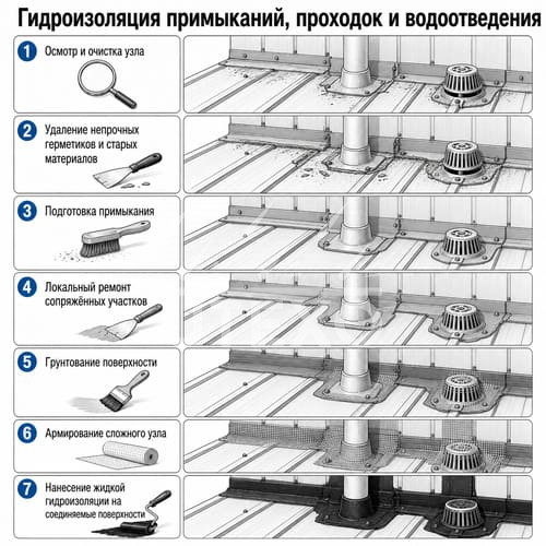 гидроизоляция примыканий