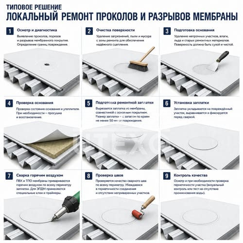 локальный ремонт проколов и разрывов