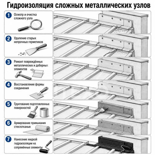 гидроизоляция сложных металлических узлов