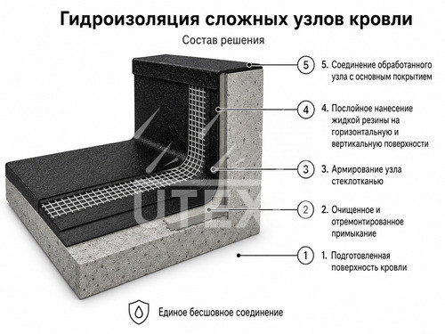 гидроизоляция сложных узлов кровли