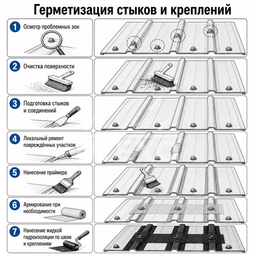 герметизация стыков и креплений